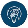 Icon – lightbulb with arrows flowing around
