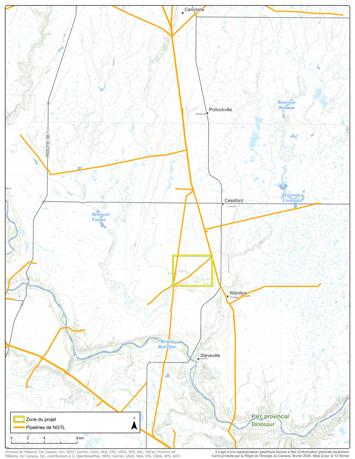 Carte – NOVA Gas Transmission Ltd. – Modification de la canalisation latérale Gregory Northeast (NPS 6)