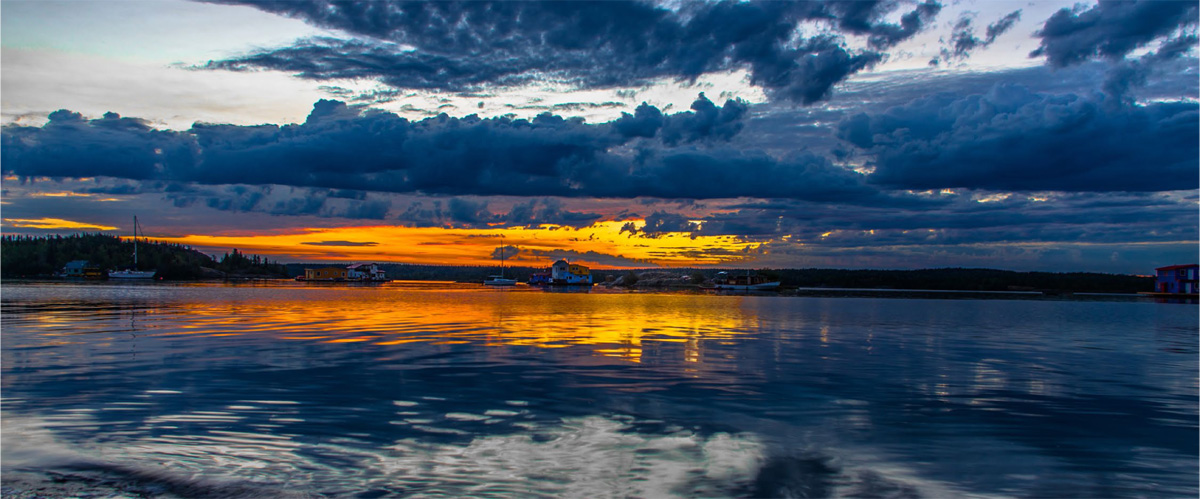 Sunset over a bay