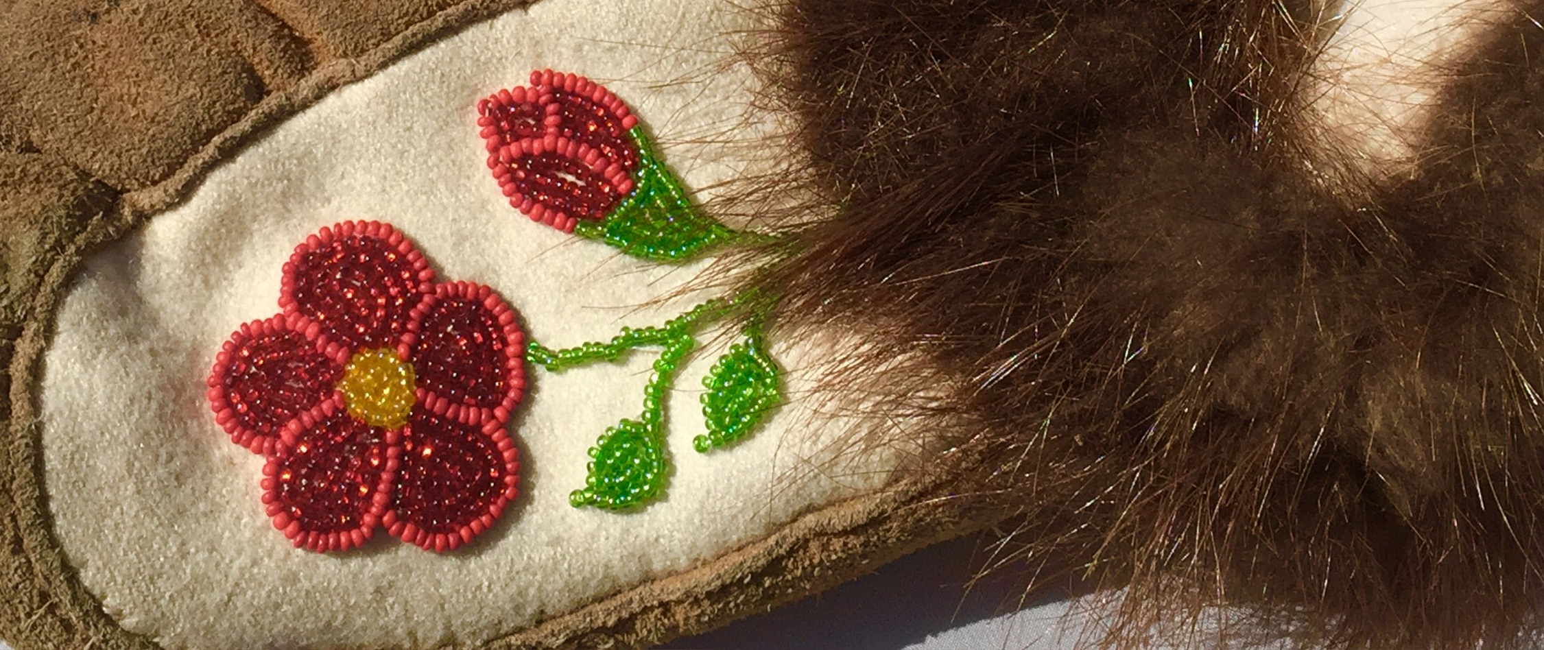 Indigenous beadwork on moccasins