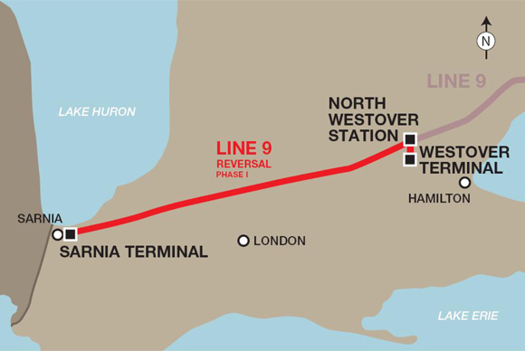 Map of Line 9 Reversal Phase I Project