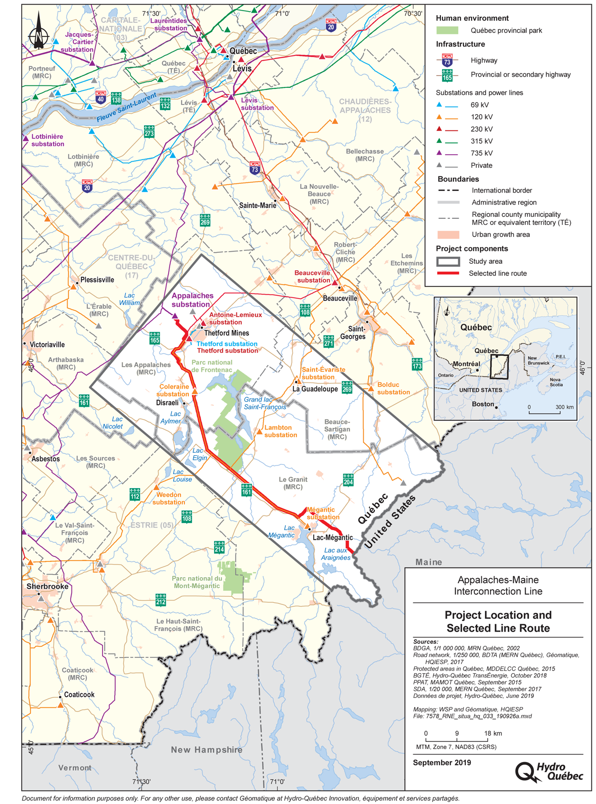 Appalaches-Maine Interconnection Line – Project Location and Selected Linie Route