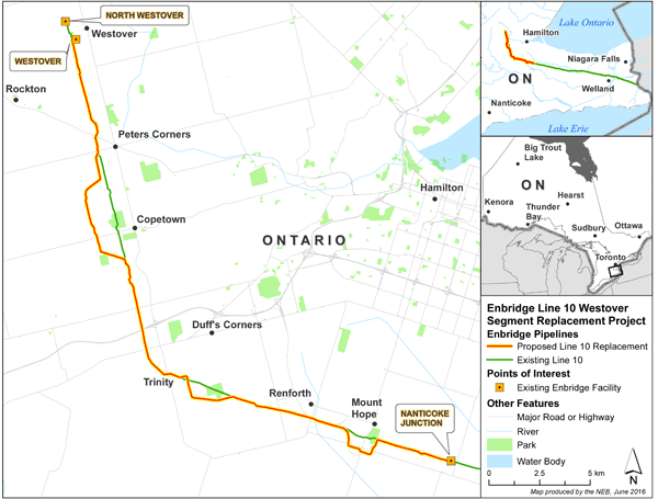 Enbridge Line 10 Westover Segment Replacement Project Map