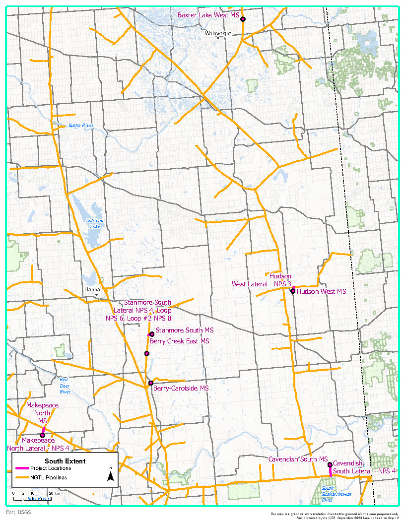 NGTL GP 2024 Meter Stations and Laterals Abandonment Program - South map