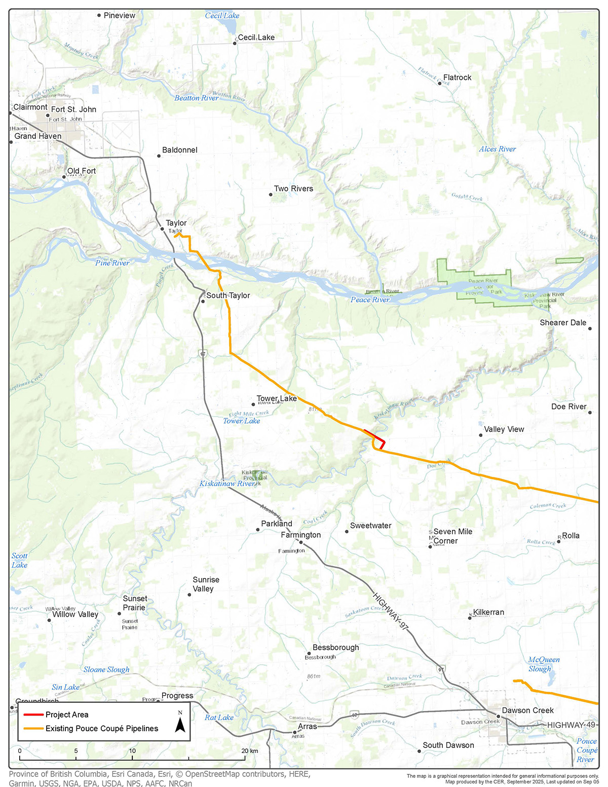 NPS 10 Kiskatinaw River Replacement Project map