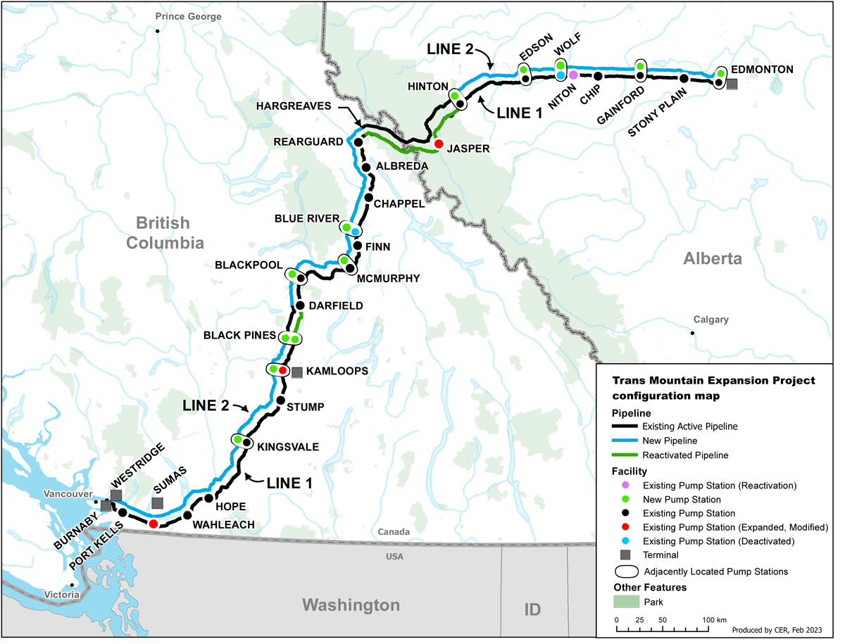 Trans Mountain Expansion Project configuration map