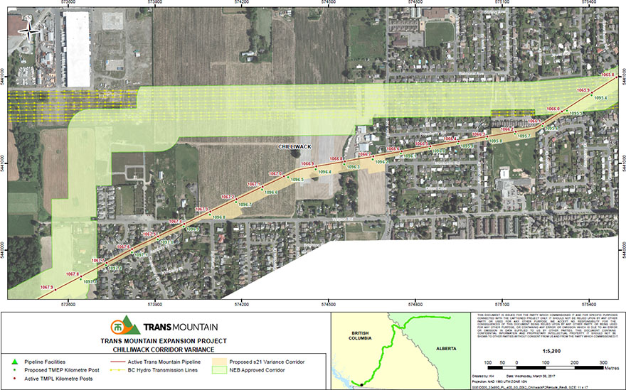 Modification du tracé à l’emprise de BC Hydro à Chilliwack