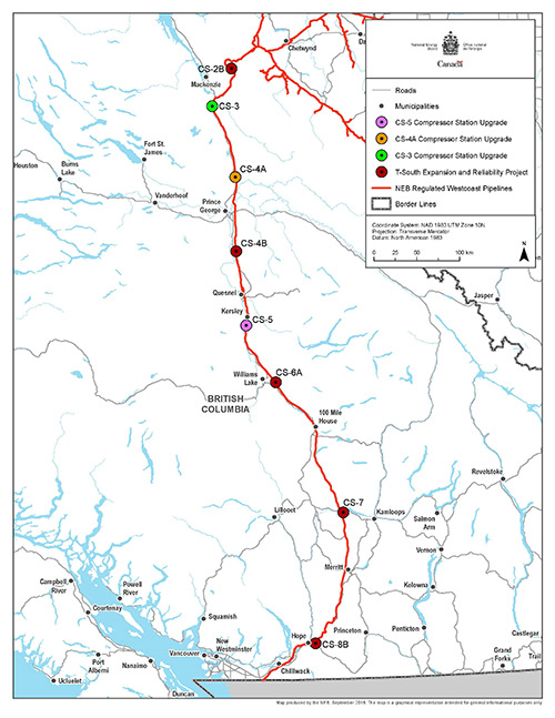 Westcoast T-South 2018 Compressor Station Map