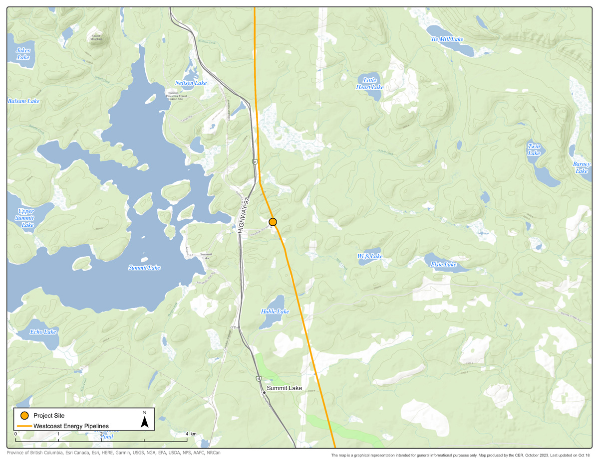 Westcoast Energy Inc. Meter Station 27 Replacement map