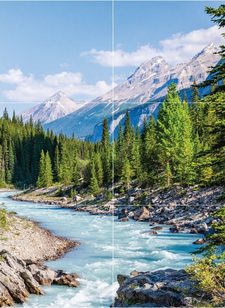 mountain and river valley