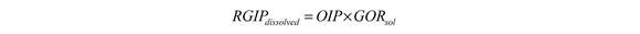 Equation used to estimate dissolved raw gas in place