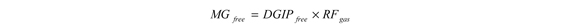 Equation used to estimate free marketable dry gas