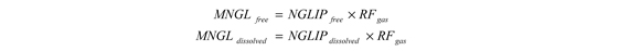 Equation used to estimate free marketable and dissolved marketable NGLs
