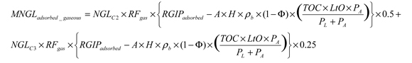 Equation used to estimate marketable adsorbed NGLs