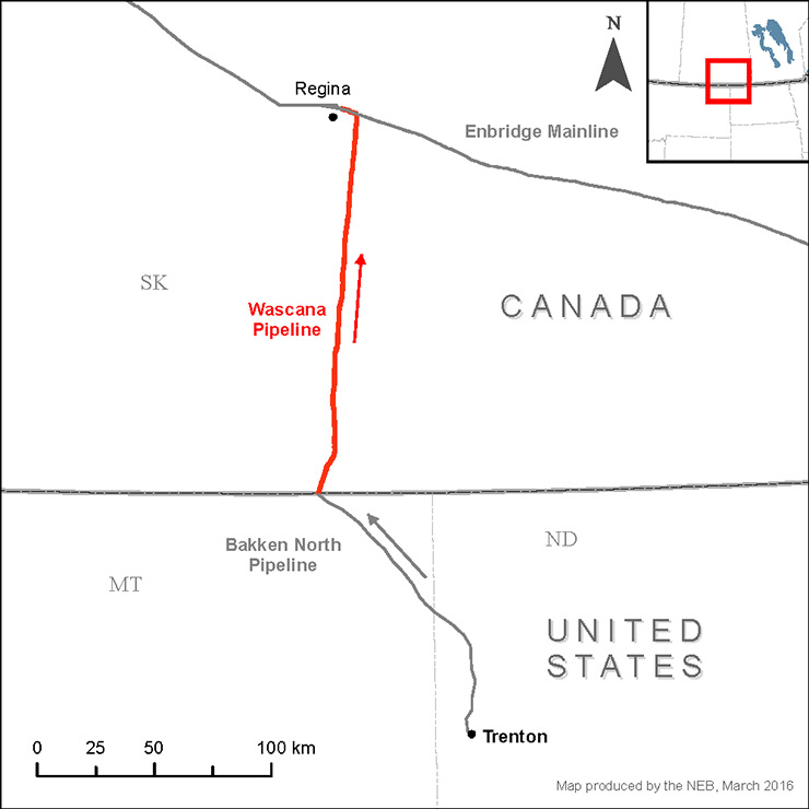 Wascana pipeline system map