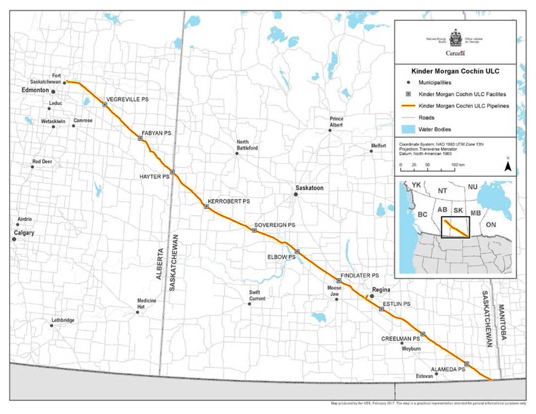 Figure 1: Kinder Morgan Cochin ULC – Map and System Description