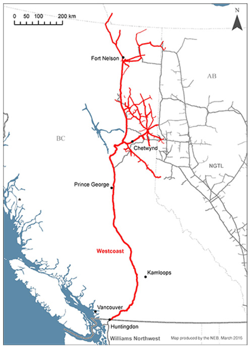 Figure 1 : Carte du réseau de transport Westcoast
