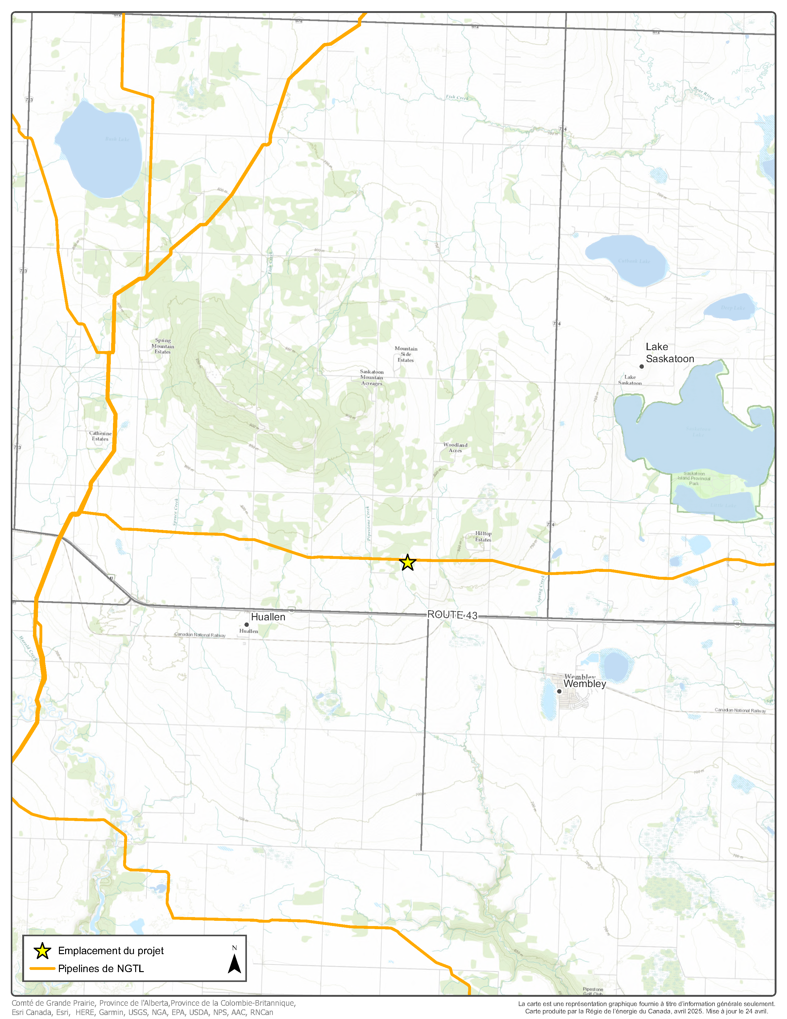 Carte – Projet d’agrandissement de la station de comptage au point de réception Pipestone Creek