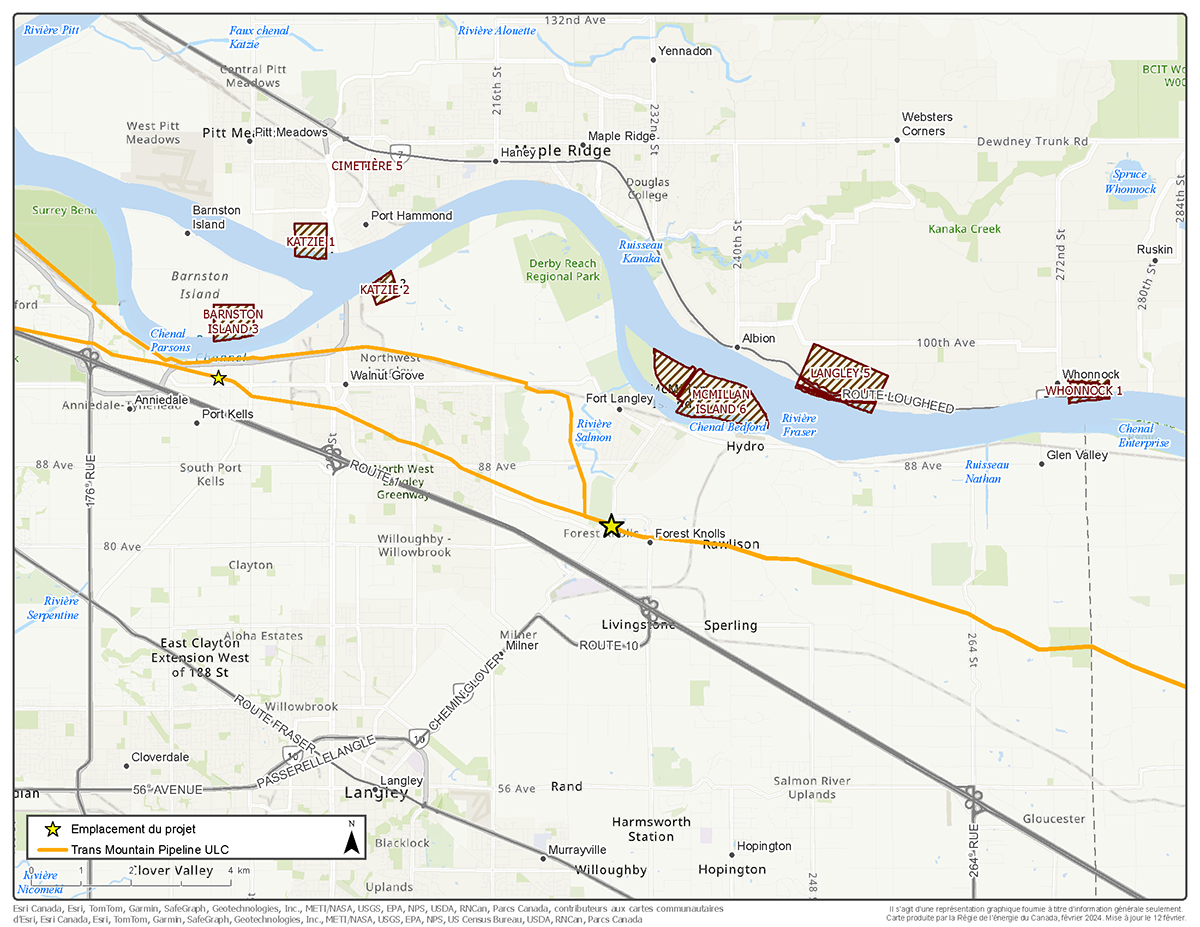Carte – Trans Mountain Pipeline ULC – Projet de remplacement de Trans Mountain à la rivière Salmon