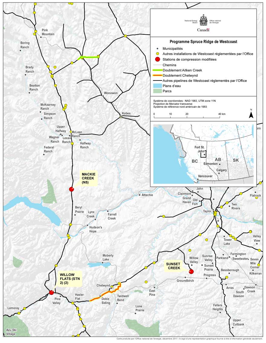 Carte du Proramme Spruce Ridge de Westcoast
