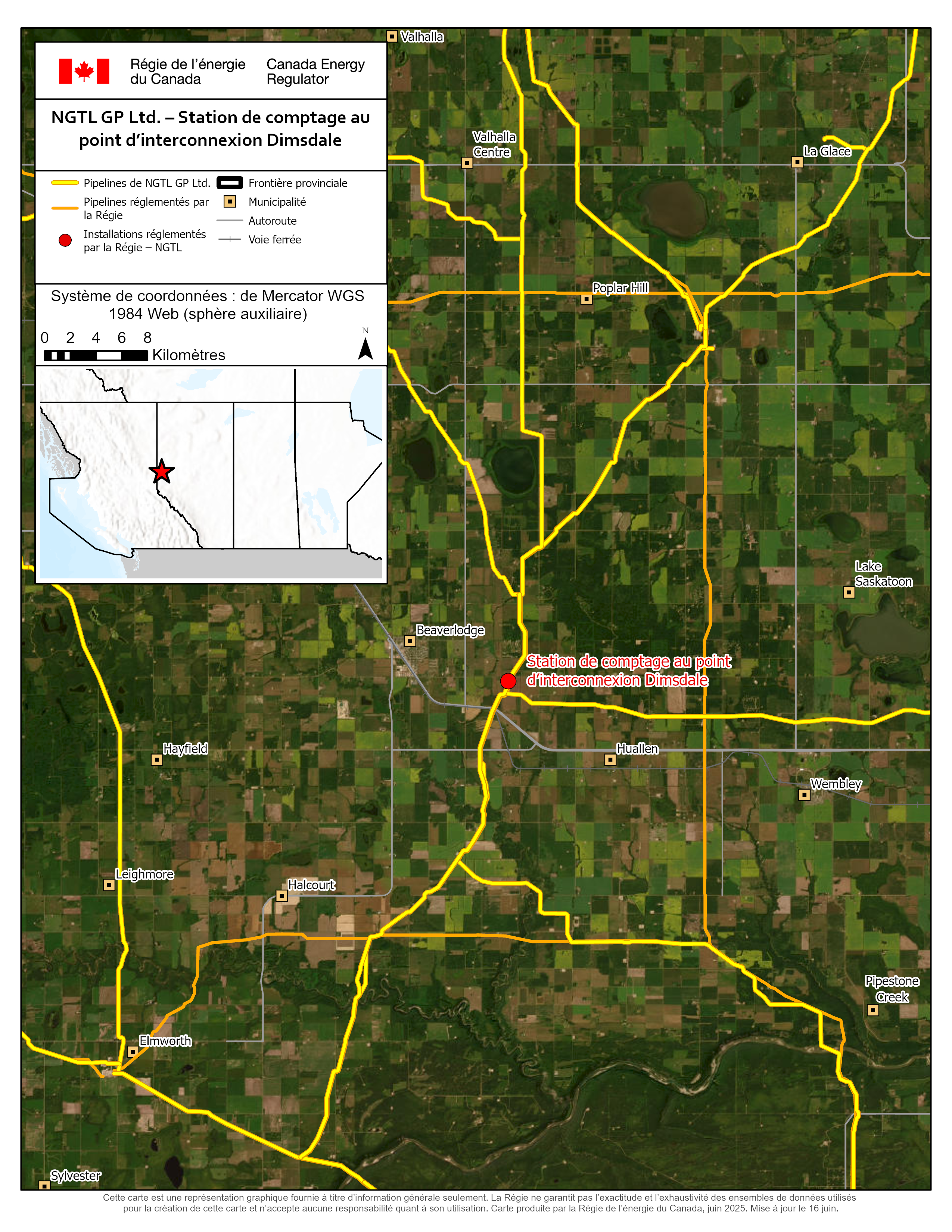 Carte &ndash; NGTL GP Ltd., à titre de commandité, au nom de NGTL Limited Partnership Station de comptage au point d’interconnexion Dimsdale Accusé de réception de l’avis de projet