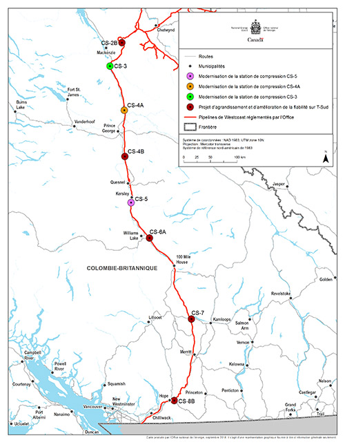 Demandes de Westcoast visant des stations de compression sur T-Sud en 2018