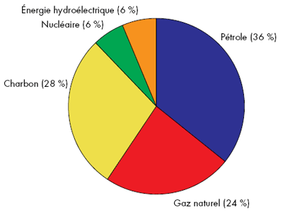 Consommation mondiale d&rsquo;&eacute;nergie primaire selon le combustible, 2006
