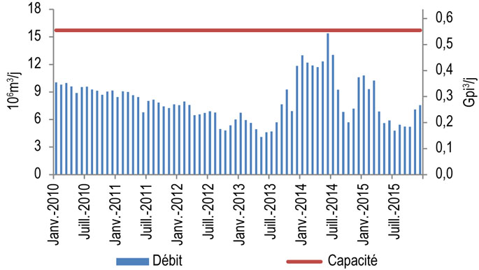 Figure 10.7.1 : Débit et capacité du réseau de M&NP