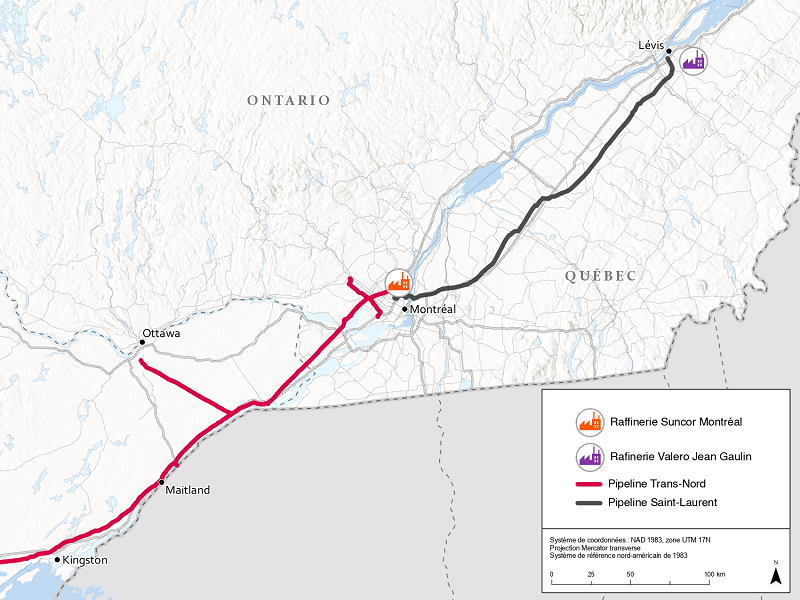 Figure 2 : Infrastructure des produits raffinés au Québec