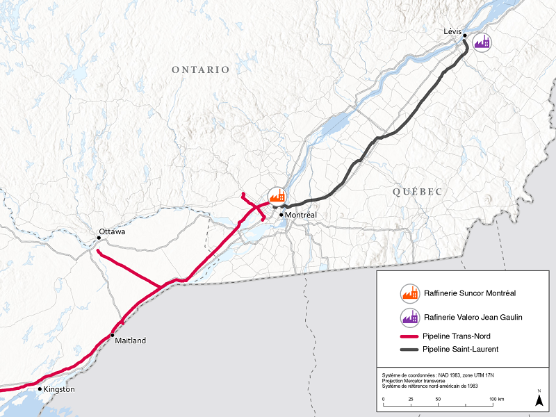 Figure 2 : Infrastructure des produits raffinés au Québec