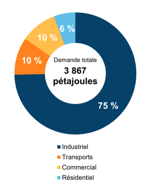Figure 5 – Demande pour utilisation finale selon le secteur (2020)