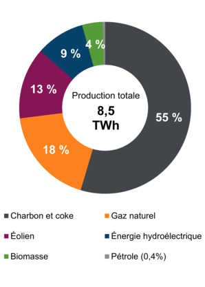 Figure 2 – Production d’électricité selon le type de combustible (2021)
