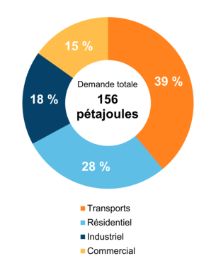 Figure 5 – Demande pour utilisation finale selon le secteur (2020)