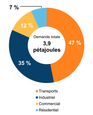 Figure 2 – Demande pour utilisation finale selon le secteur (2020)