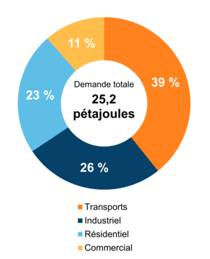 Figure 2 – Demande pour utilisation finale selon le secteur (2020)