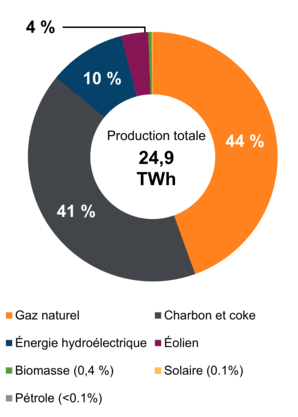 Figure 2 – Production d’électricité selon le type de combustible (2021)