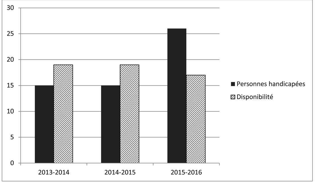 Graphique 4 Représentation des personnes handicapées de 2013 à 2016